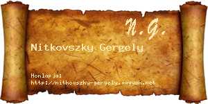 Nitkovszky Gergely névjegykártya